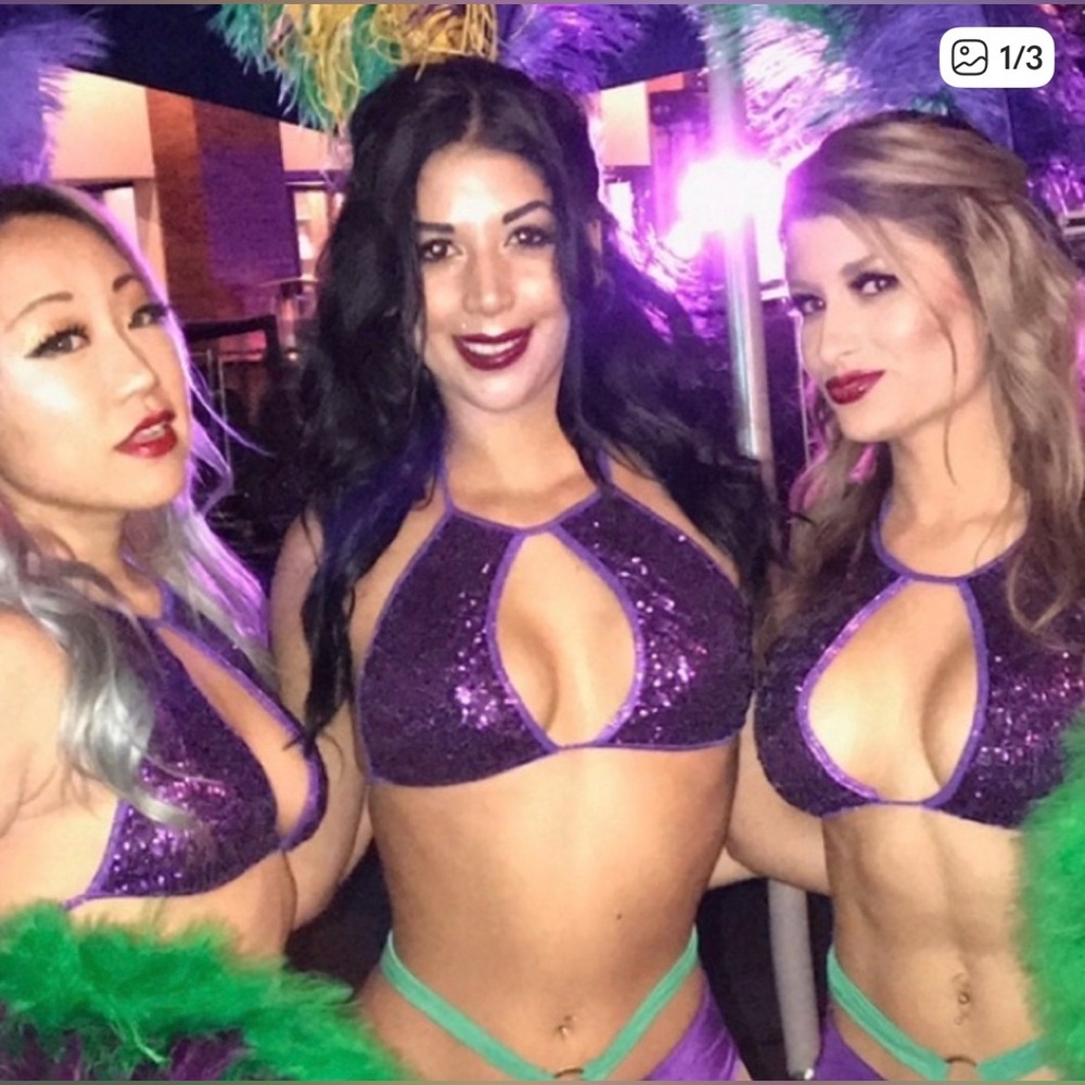 Purple Sequin Halter Bikini Top